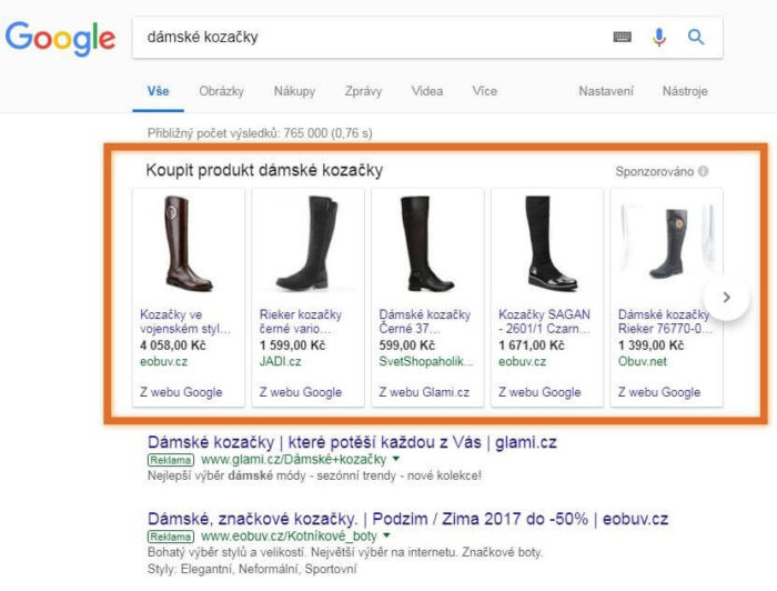 reklamy google nákupy